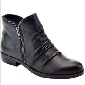 🔥🔥 David Tate Ming Leather Double Zipper Ankle Boots Black Napa Leather Size12W